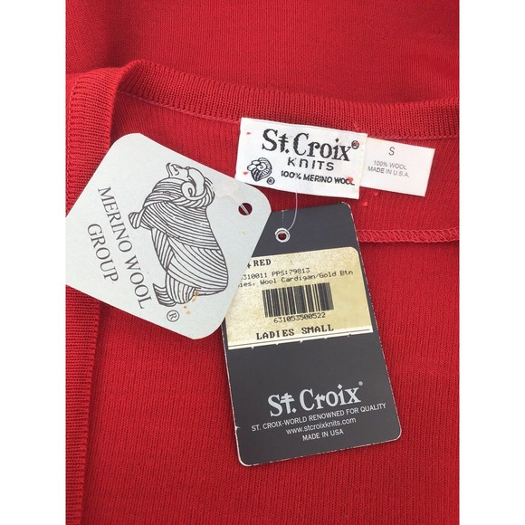 St. Croix Wool Cardigan Jacket Red Gold Buttons - Picture 4 of 12